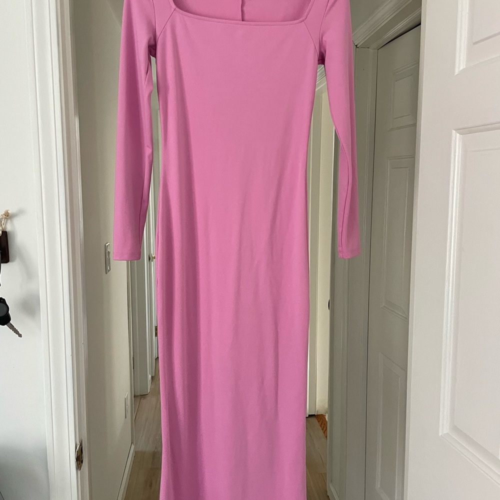 Elegant Pink Long Sleeve Dress